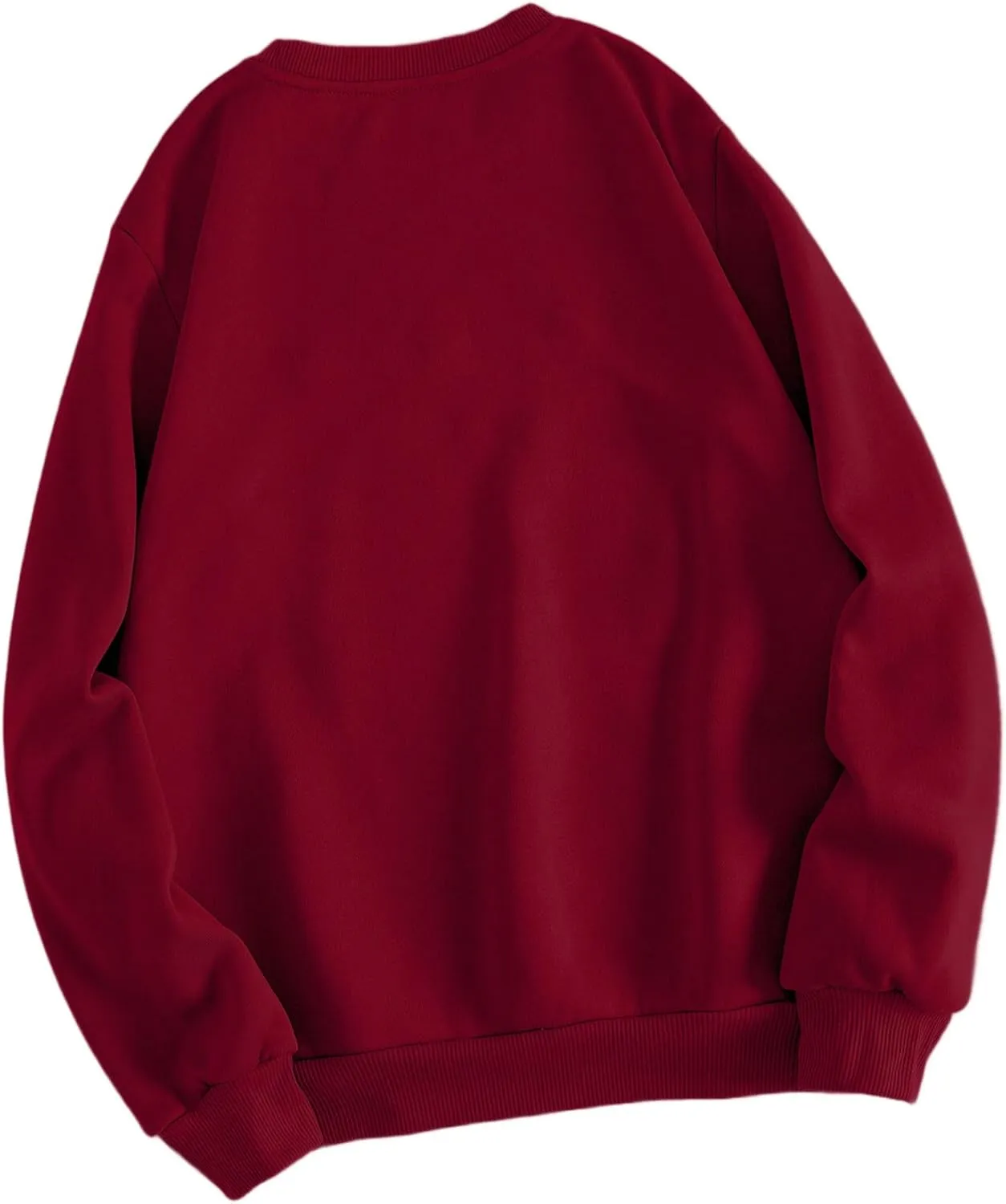 Hilinker Women's Cute Graphic Crewneck Sweatshirts Casual Loose Long Sleeve Pullover Tops Burgundy