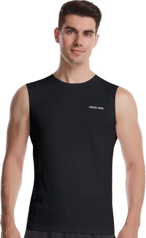 HISKYWIN Mens Basic Solid Workout Bodybuilding Tank-Tops Quick-Dry Sleeveless T-Shirt Athletic-Fit Vest Undershirt