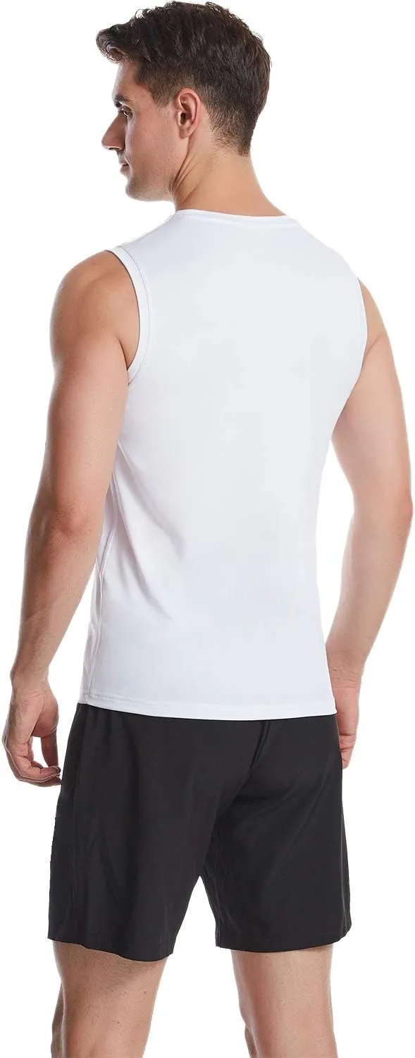 HISKYWIN Mens Basic Solid Workout Bodybuilding Tank-Tops Quick-Dry Sleeveless T-Shirt Athletic-Fit Vest Undershirt