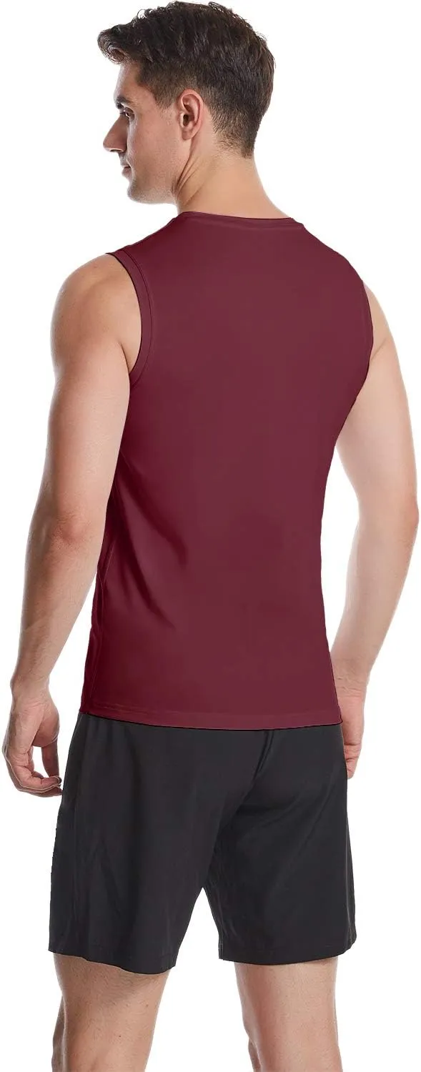 HISKYWIN Mens Basic Solid Workout Bodybuilding Tank-Tops Quick-Dry Sleeveless T-Shirt Athletic-Fit Vest Undershirt