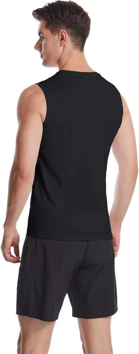 HISKYWIN Mens Basic Solid Workout Bodybuilding Tank-Tops Quick-Dry Sleeveless T-Shirt Athletic-Fit Vest Undershirt