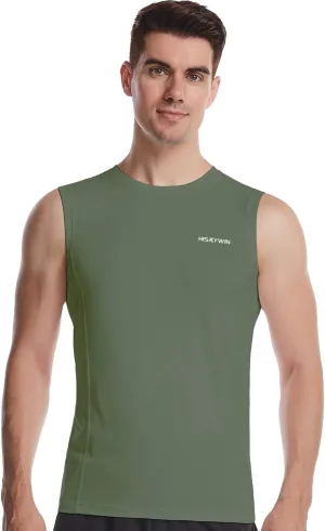 HISKYWIN Mens Basic Solid Workout Bodybuilding Tank-Tops Quick-Dry Sleeveless T-Shirt Athletic-Fit Vest Undershirt
