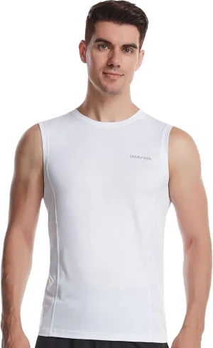 HISKYWIN Mens Basic Solid Workout Bodybuilding Tank-Tops Quick-Dry Sleeveless T-Shirt Athletic-Fit Vest Undershirt
