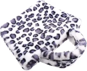 Homoyoyo Leopard Print Purse Handbag Large Capacity Plush Handbag Women's Crossbody Tote Bag for Shopping Daily Use