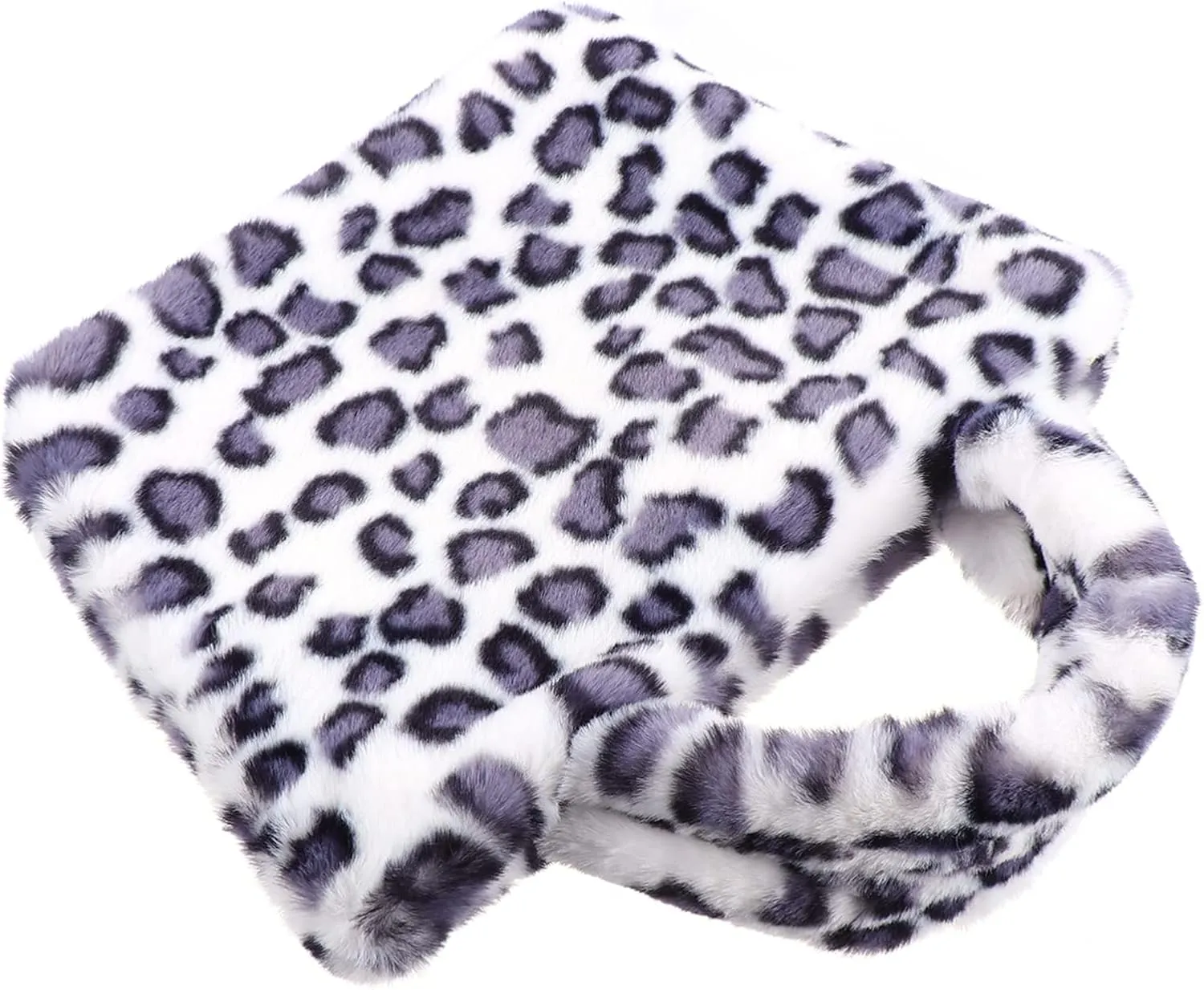Homoyoyo Leopard Print Purse Handbag Large Capacity Plush Handbag Women's Crossbody Tote Bag for Shopping Daily Use