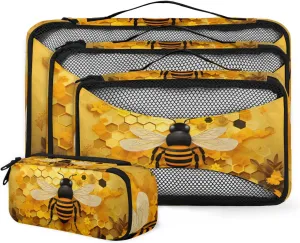 Honeycomb Bee 4 Pack Packing Cubes for Travel Lightweight Luggage Organizer Bag for Men Women Suitcase Packing Bags Set for Travel Essentials