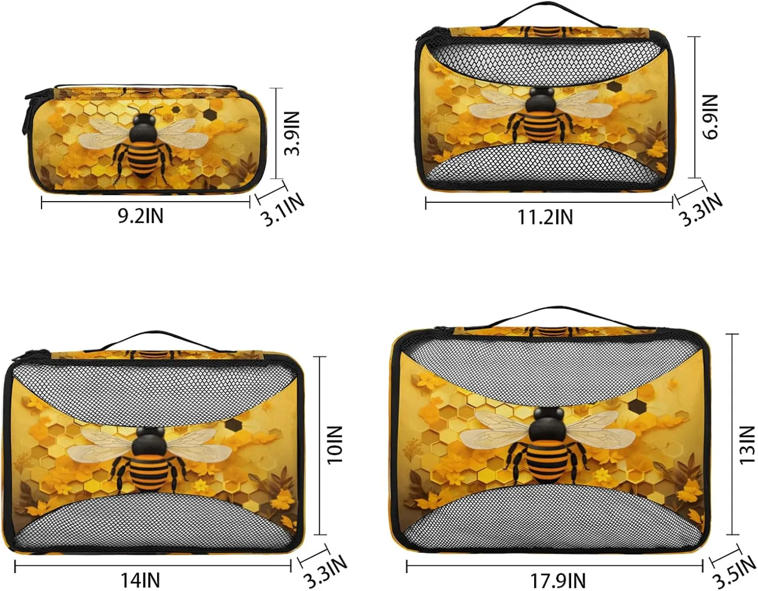 Honeycomb Bee 4 Pack Packing Cubes for Travel Lightweight Luggage Organizer Bag for Men Women Suitcase Packing Bags Set for Travel Essentials