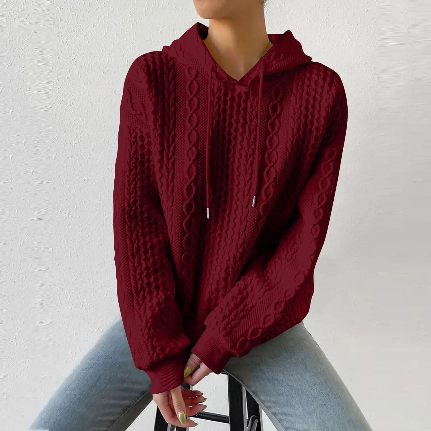 Hoodies For Women Casual Pullover Long Sleeve Drawstring Hoodies Sweatshirts with Pocket