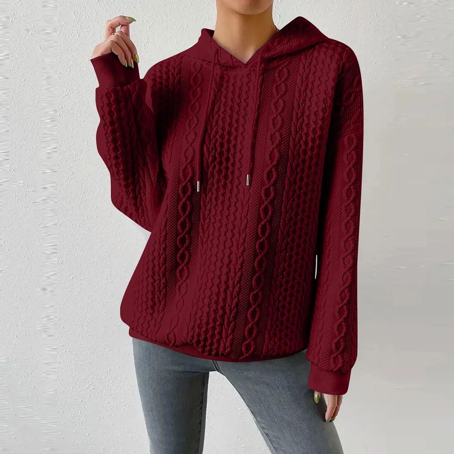 Hoodies For Women Casual Pullover Long Sleeve Drawstring Hoodies Sweatshirts with Pocket
