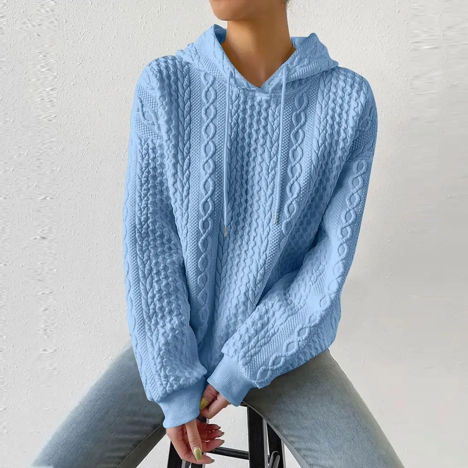 Hoodies For Women Casual Pullover Long Sleeve Drawstring Hoodies Sweatshirts with Pocket