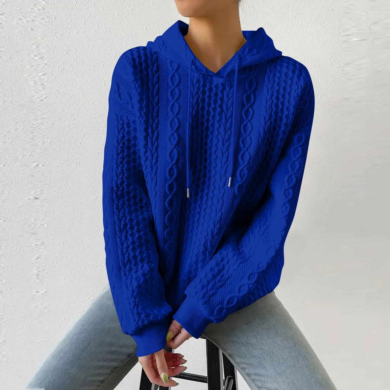 Hoodies For Women Casual Pullover Long Sleeve Drawstring Hoodies Sweatshirts with Pocket