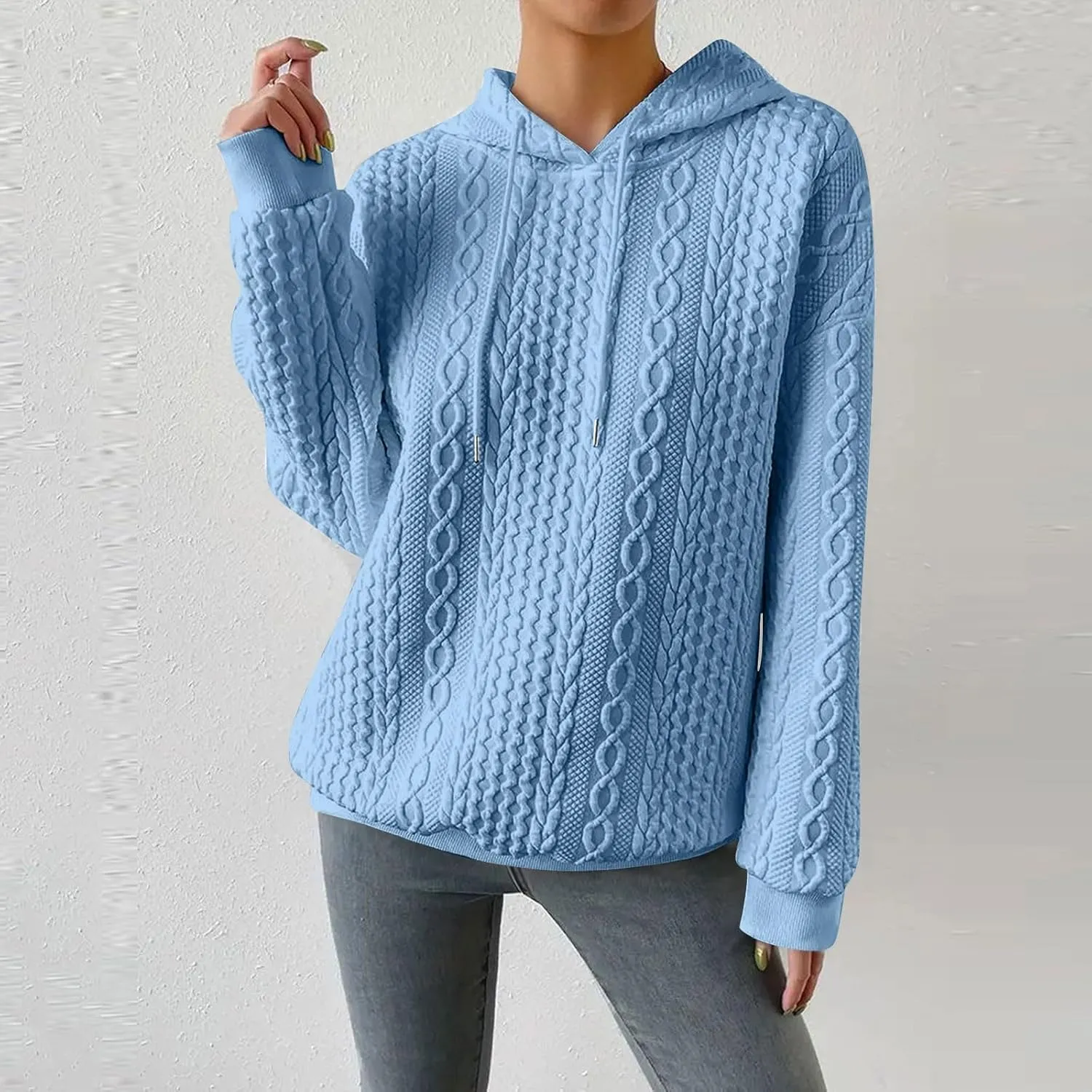 Hoodies For Women Casual Pullover Long Sleeve Drawstring Hoodies Sweatshirts with Pocket