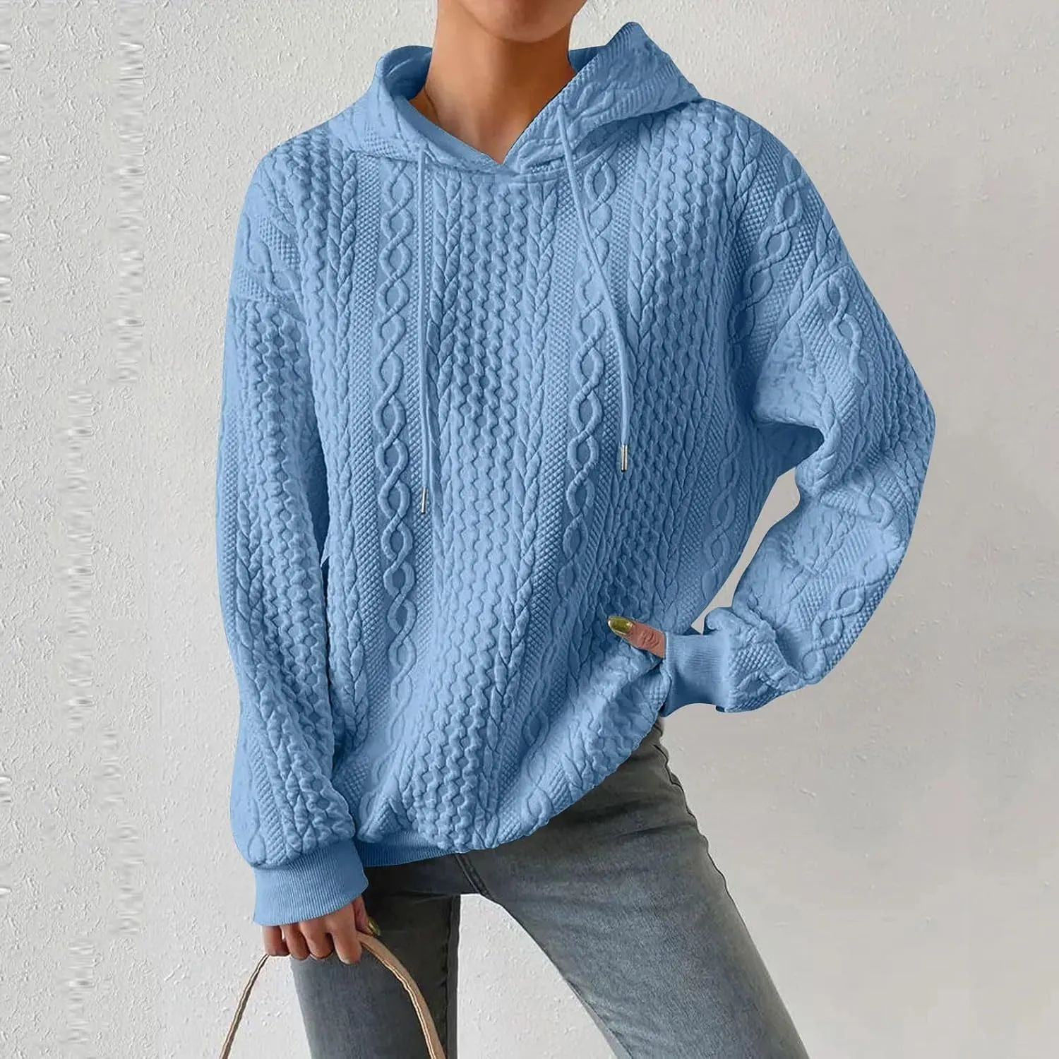Hoodies For Women Casual Pullover Long Sleeve Drawstring Hoodies Sweatshirts with Pocket