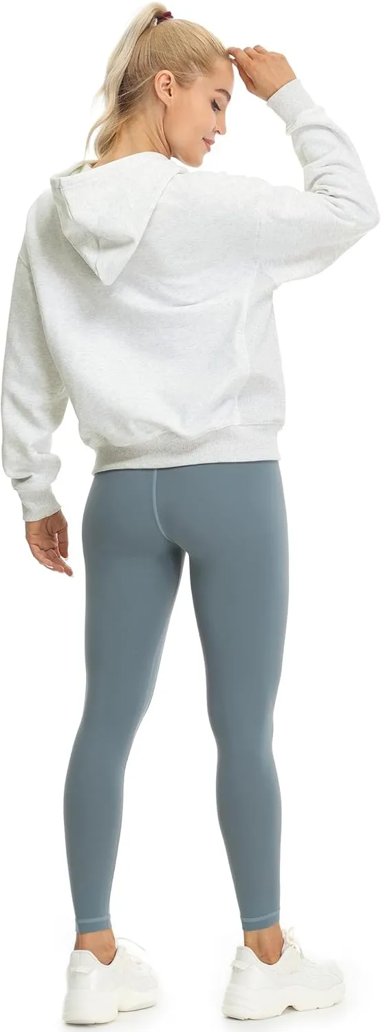 icyzone Women's Fleece Lined Hooded Sweatshirt Tops, Oversized Casual Pullover with kangaroo Pocket & Drawstring