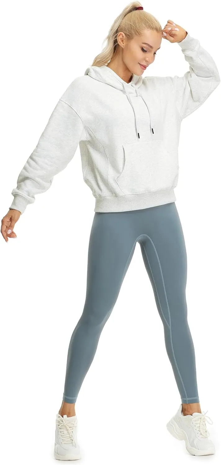 icyzone Women's Fleece Lined Hooded Sweatshirt Tops, Oversized Casual Pullover with kangaroo Pocket & Drawstring