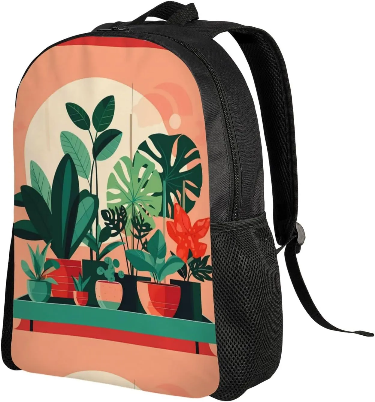 Indoor Potted Green Plants Printed Travel Laptop Backpack for Men Women, Funny Daily Use Computer Bag, Waterproof Casual Daypack