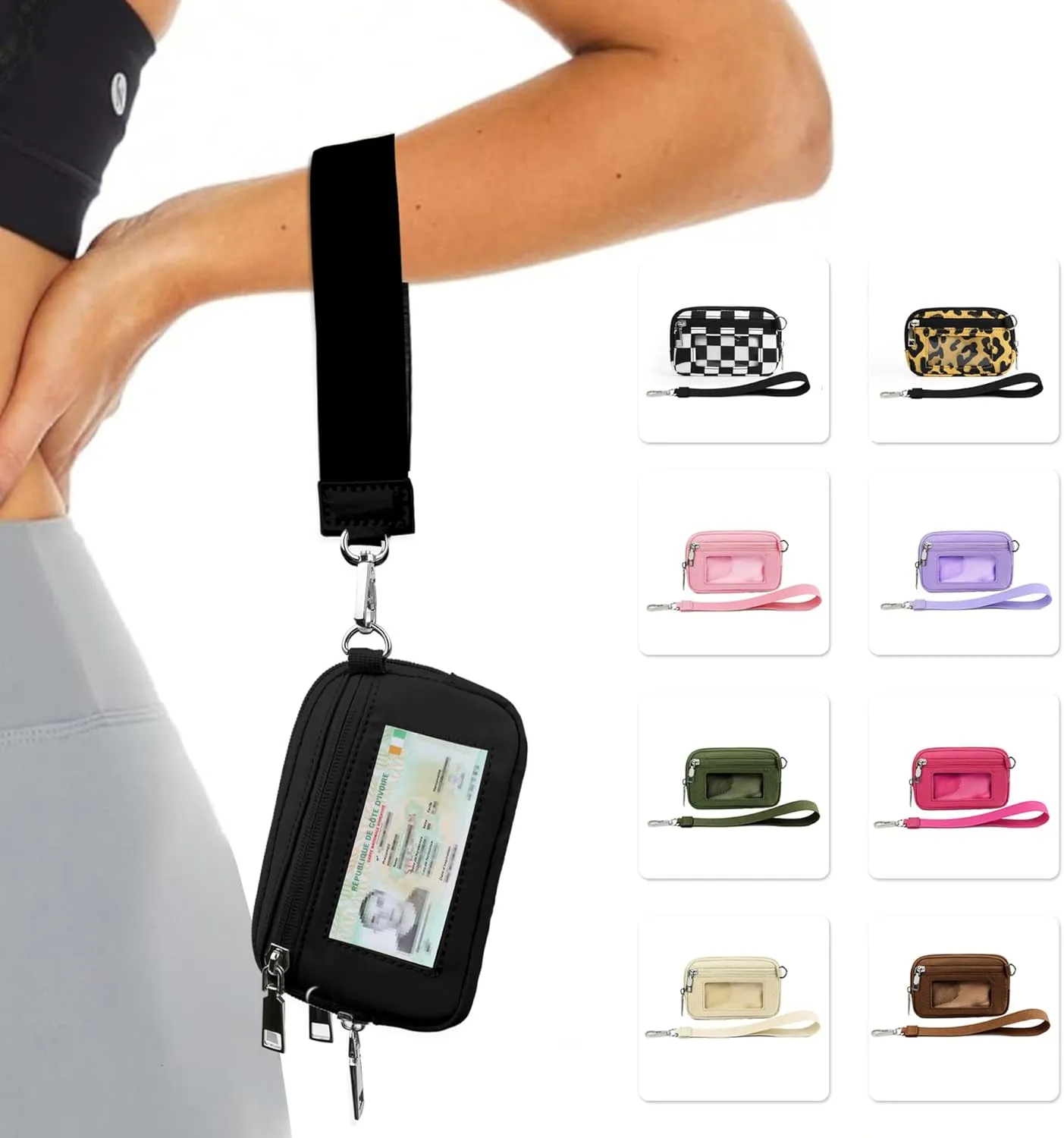 Iris' Pouch Wristlet Rainbow Wallet, Women's Waterproof Nylon Keychain Wallet (A2)