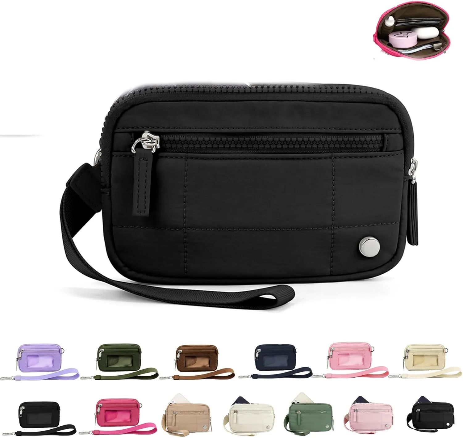Iris' Pouch Wristlet Rainbow Wallet, Women's Waterproof Nylon Keychain Wallet (B5)
