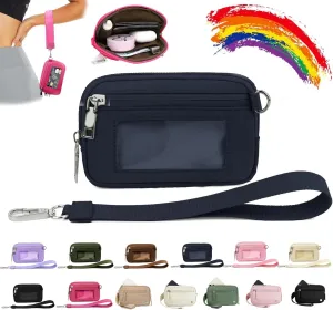 Iris' Pouch Wristlet Rainbow Wallet, Women's Waterproof Nylon Keychain Wallet