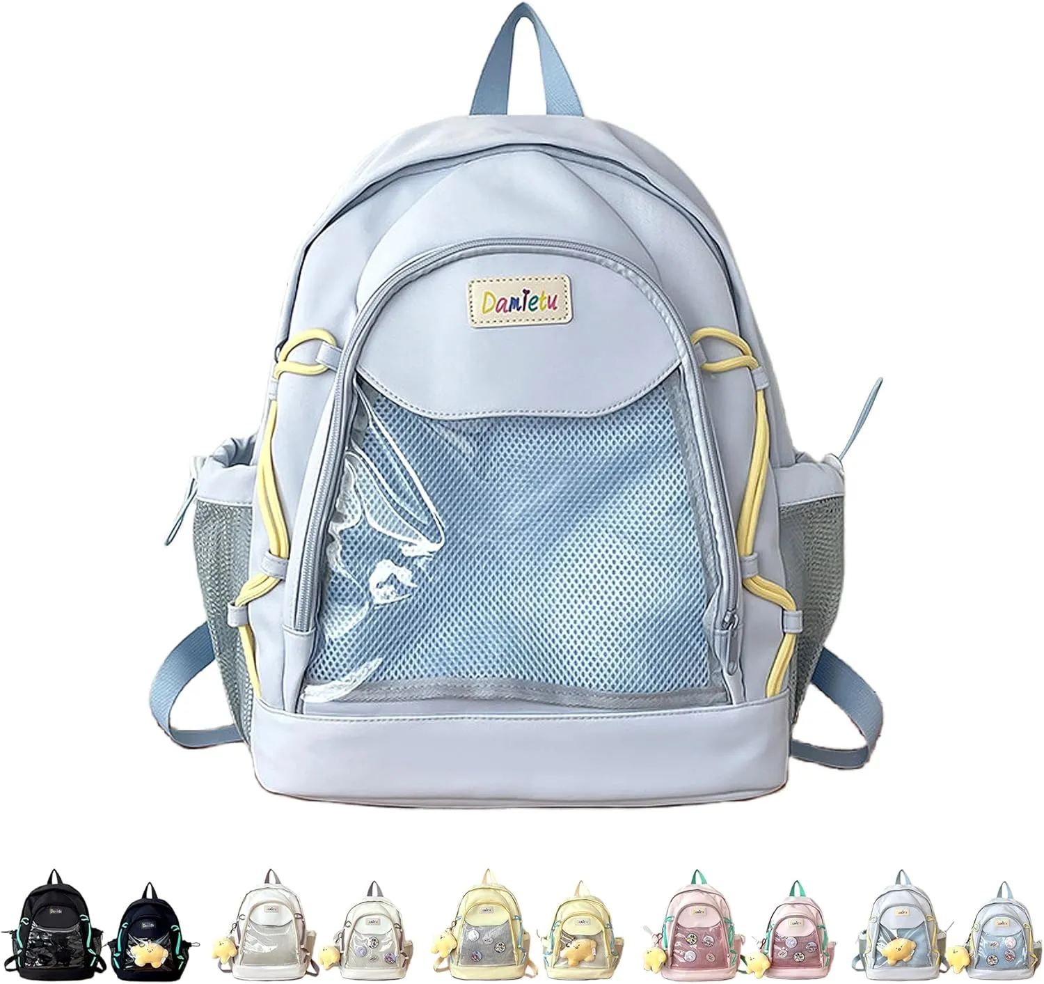 Ita Backpack Large Capacity Kawaii Japanese-Inspired Nylon Daypack Stylish Dual-Strap Backpack Perfect for Travel & Daily Use (Blue, Large)