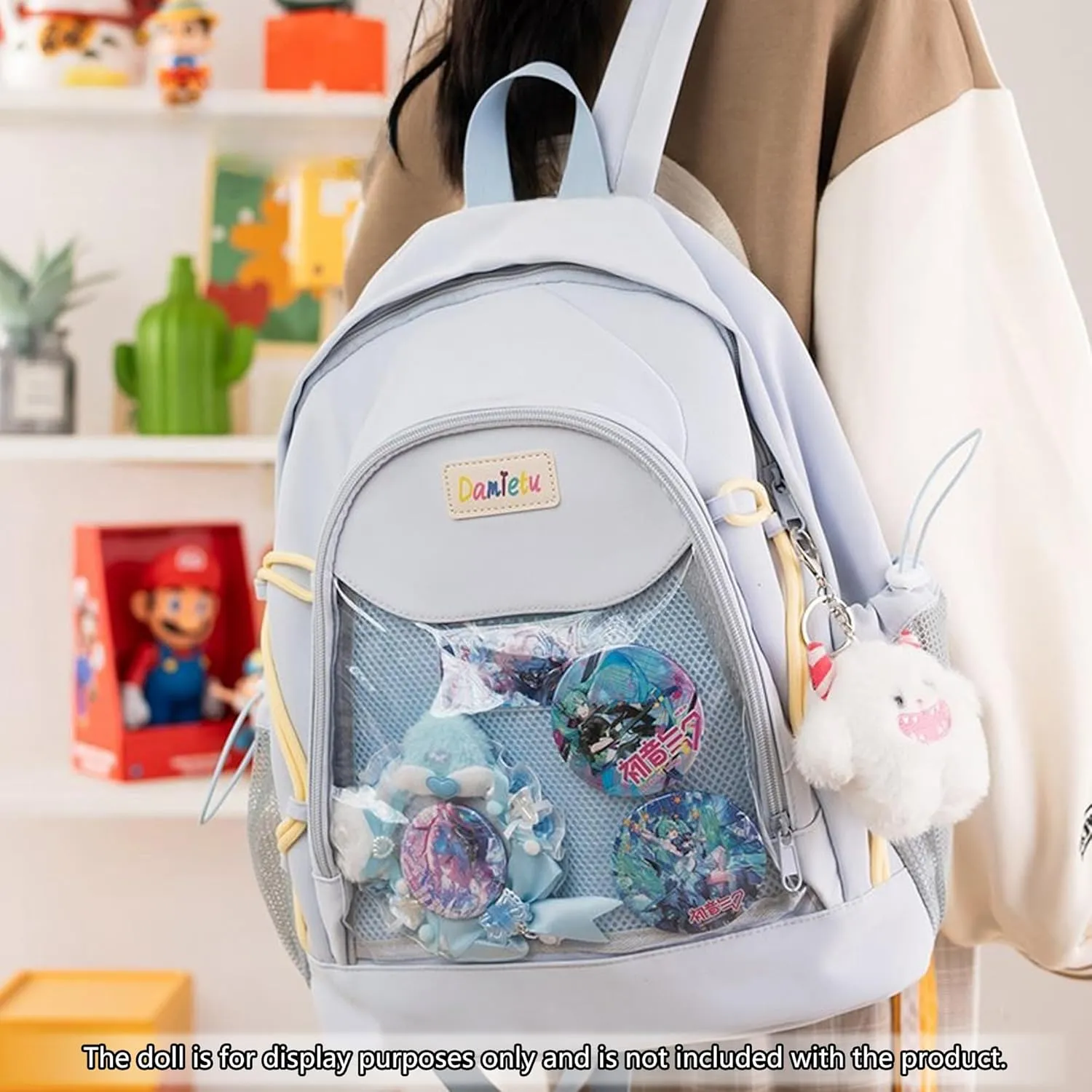 Ita Backpack Large Capacity Kawaii Japanese-Inspired Nylon Daypack Stylish Dual-Strap Backpack Perfect for Travel & Daily Use (Blue, Large)