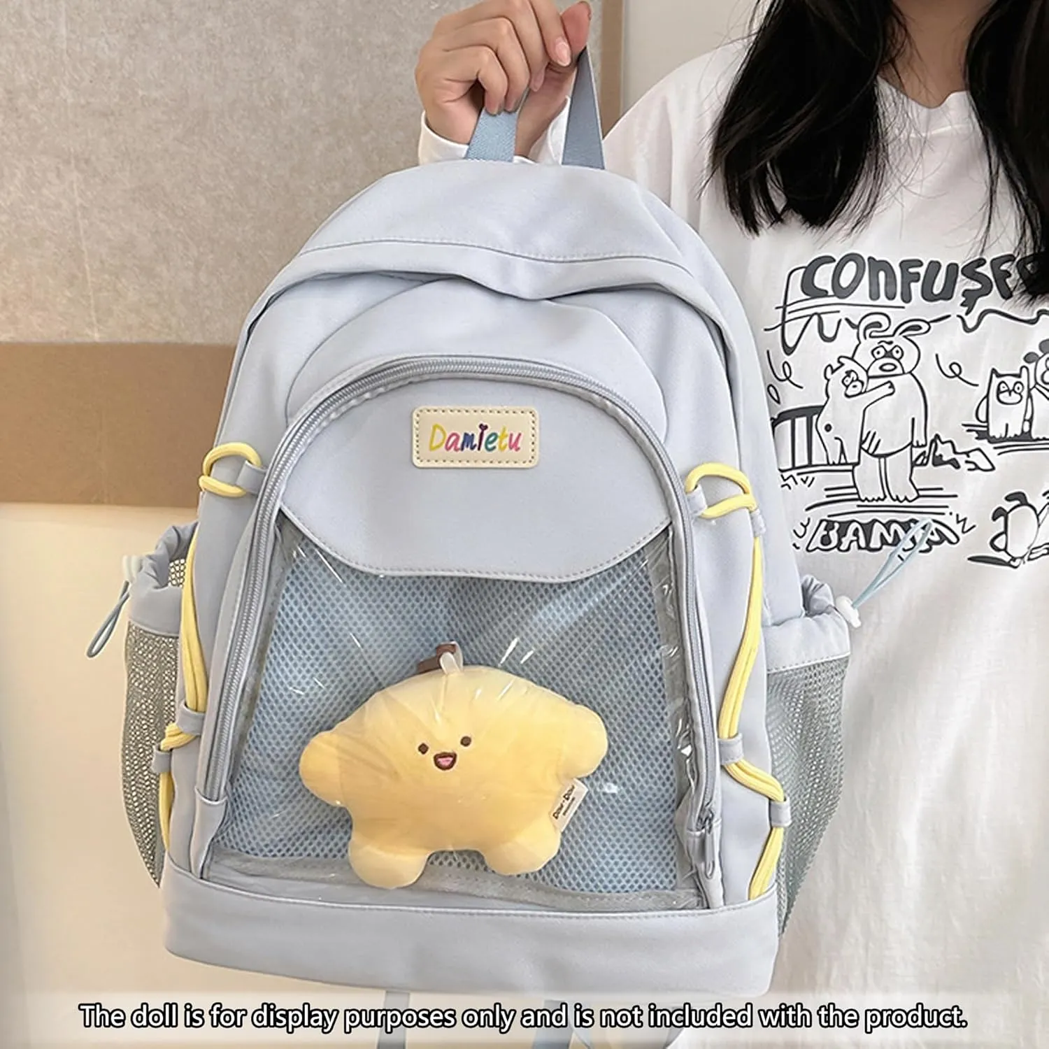 Ita Backpack Large Capacity Kawaii Japanese-Inspired Nylon Daypack Stylish Dual-Strap Backpack Perfect for Travel & Daily Use (Blue, Large)