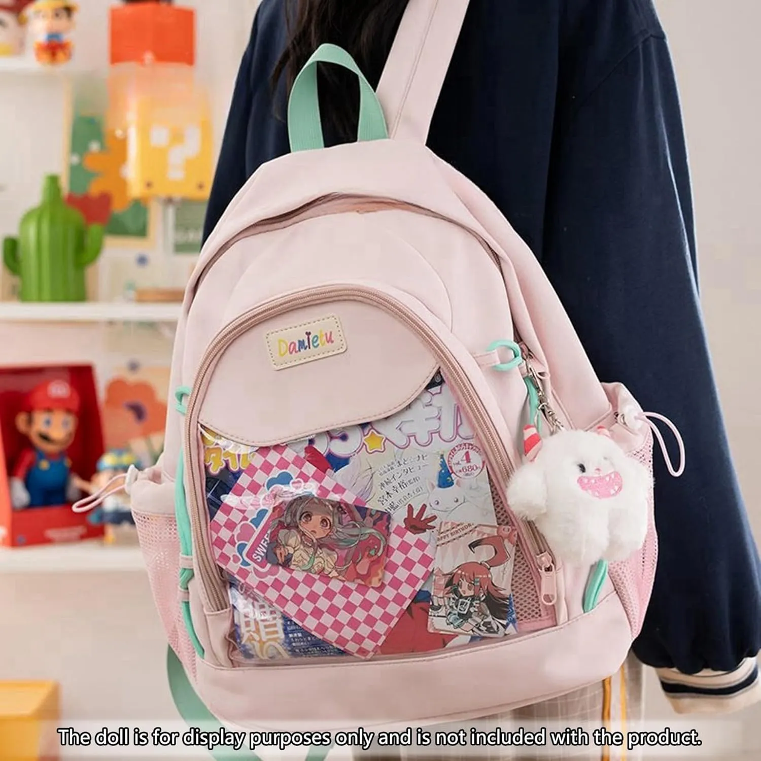 Ita Backpack Large Capacity Kawaii Japanese-Inspired Nylon Daypack Stylish Dual-Strap Backpack Perfect for Travel & Daily Use (Pink, Large)