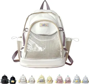 Ita Backpack Large Capacity Kawaii Japanese-Inspired Nylon Daypack Stylish Dual-Strap Backpack Perfect for Travel & Daily Use (White, Large)