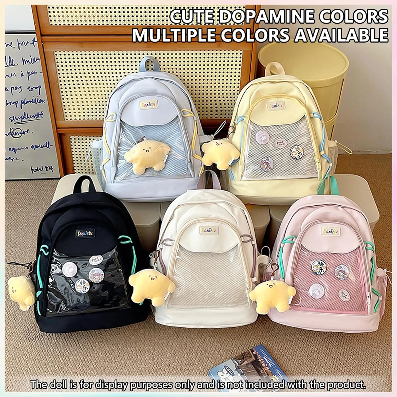 Ita Backpack Large Capacity Kawaii Japanese-Inspired Nylon Daypack Stylish Dual-Strap Backpack Perfect for Travel & Daily Use (White, Large)