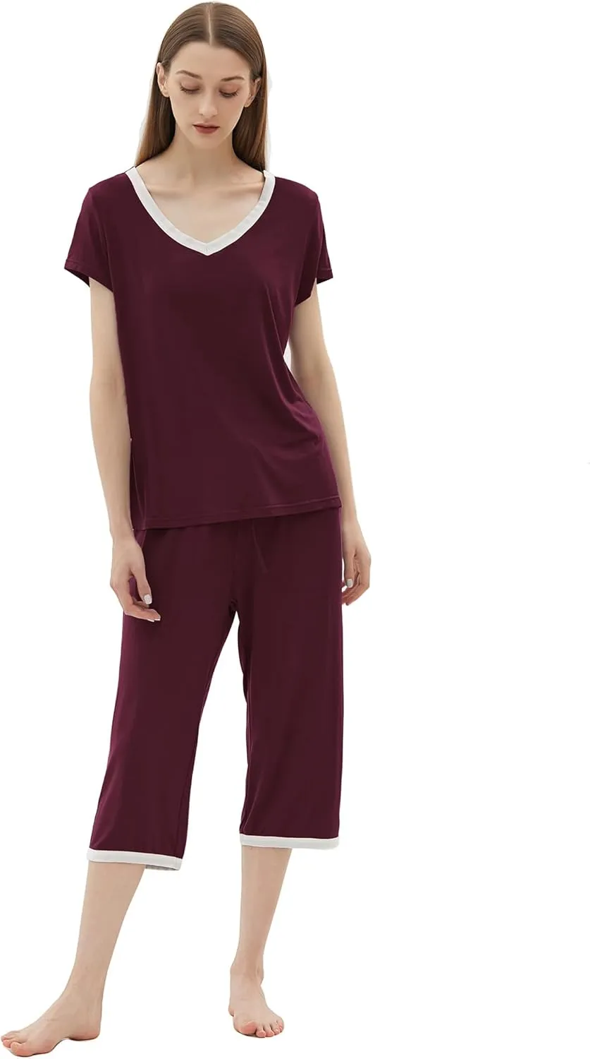 Joyaria Cooling Pajamas Bamboo Viscose Lightweight PJs Set Women Wicking Sleepwear for Night Sweat S-XXL