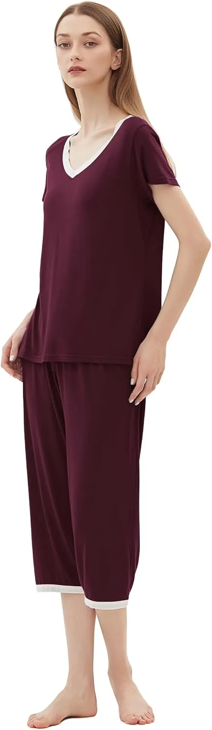 Joyaria Cooling Pajamas Bamboo Viscose Lightweight PJs Set Women Wicking Sleepwear for Night Sweat S-XXL