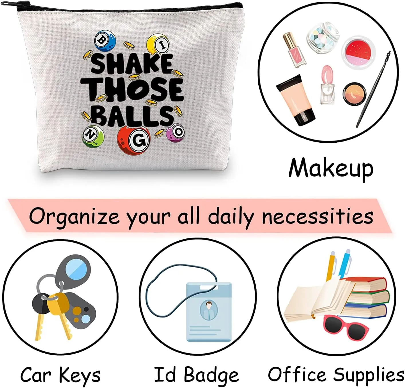JXGZSO B Gambler Gift Shake Those Balls Makeup Bag Lucky B Pouch Bag B Game Lover Gift, Shake Those Balls Shopping,