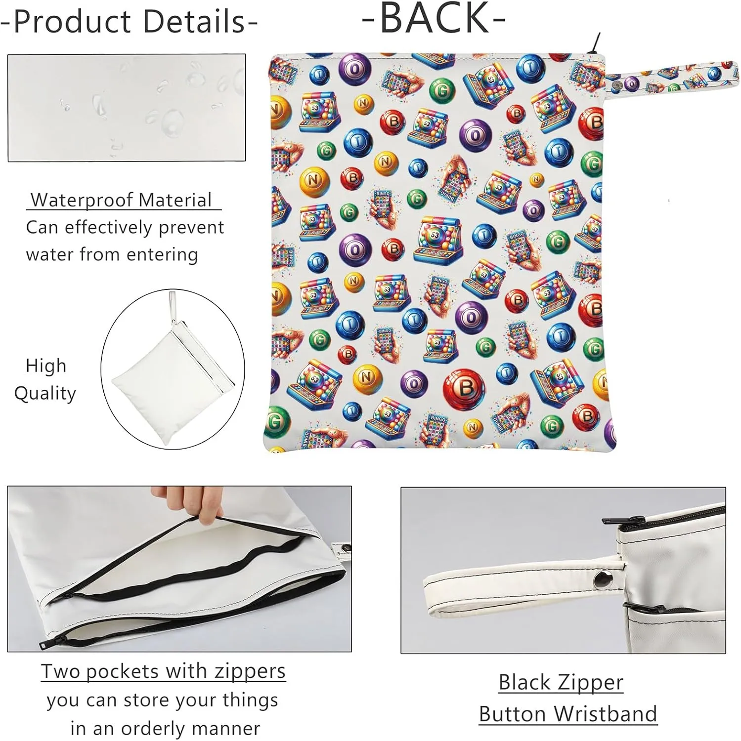 JXGZSO B Gambler Gift Shake Those Balls Makeup Bag Lucky B Pouch Bag B Game Lover Gift