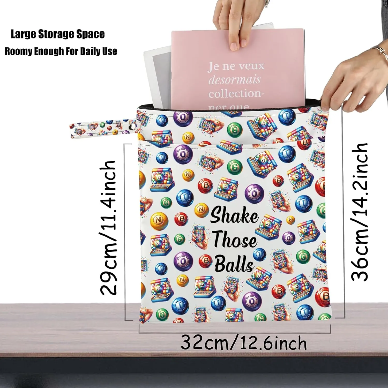 JXGZSO B Gambler Gift Shake Those Balls Makeup Bag Lucky B Pouch Bag B Game Lover Gift