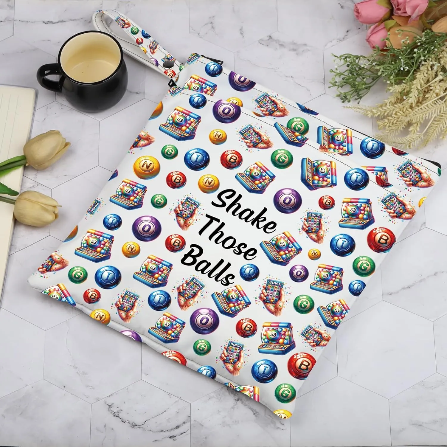 JXGZSO B Gambler Gift Shake Those Balls Makeup Bag Lucky B Pouch Bag B Game Lover Gift