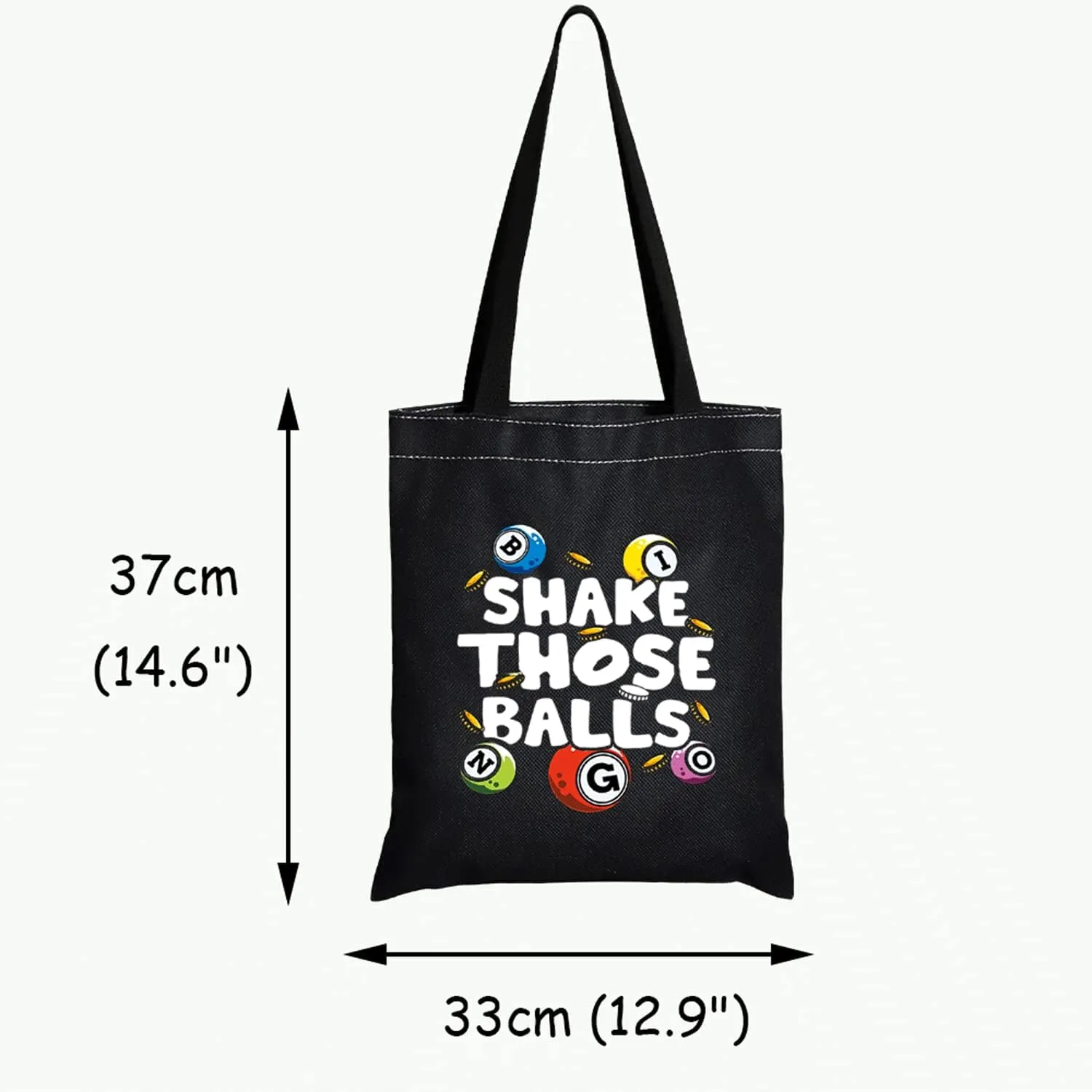 JXGZSO B Gambler Gift Shake Those Balls Tote Bag Lucky B Pouch Bag B Game Lover Gift (Shake those balls shopping black)