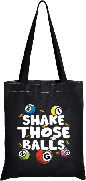 JXGZSO B Gambler Gift Shake Those Balls Tote Bag Lucky B Pouch Bag B Game Lover Gift (Shake those balls shopping black)