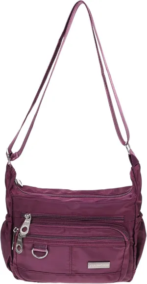 Kisangel Simple Oxford Cloth Single Shoulder Messenger Bag for Women Large Capacity Handbag Purple Strap Leisure Style for Daily Use