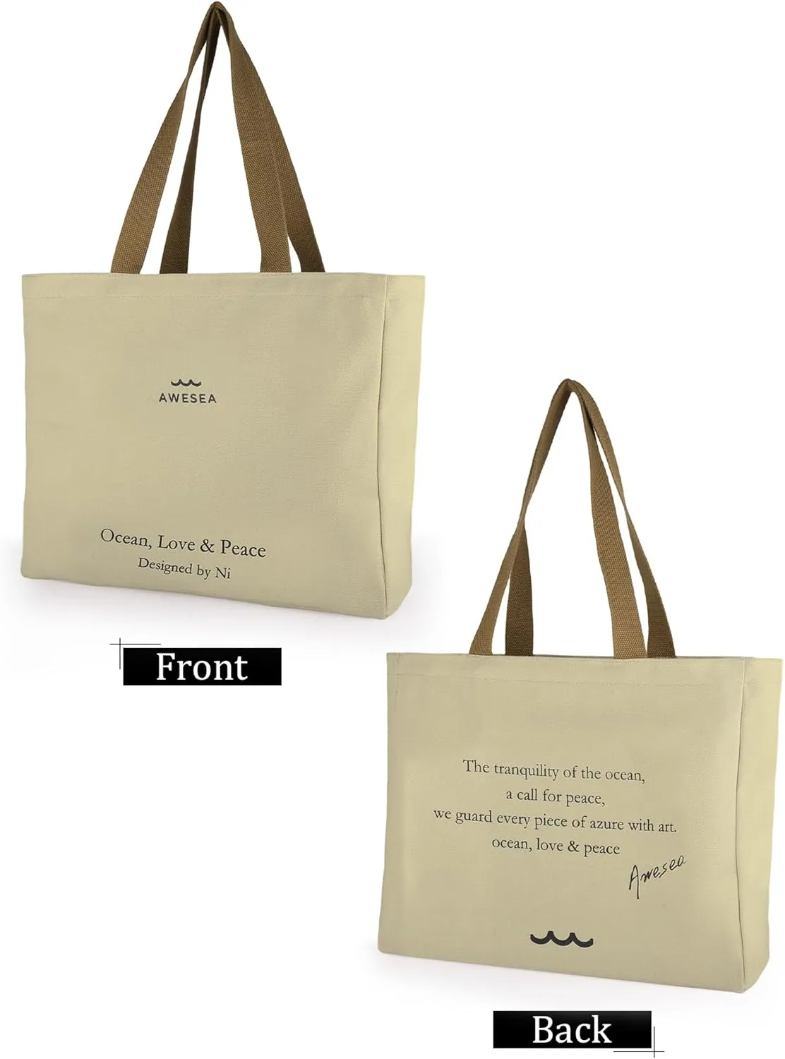Large Canvas Tote Bag for Women - Durable Tote bags with interior Pocket and Zipper perfect for Travel and Daily Use