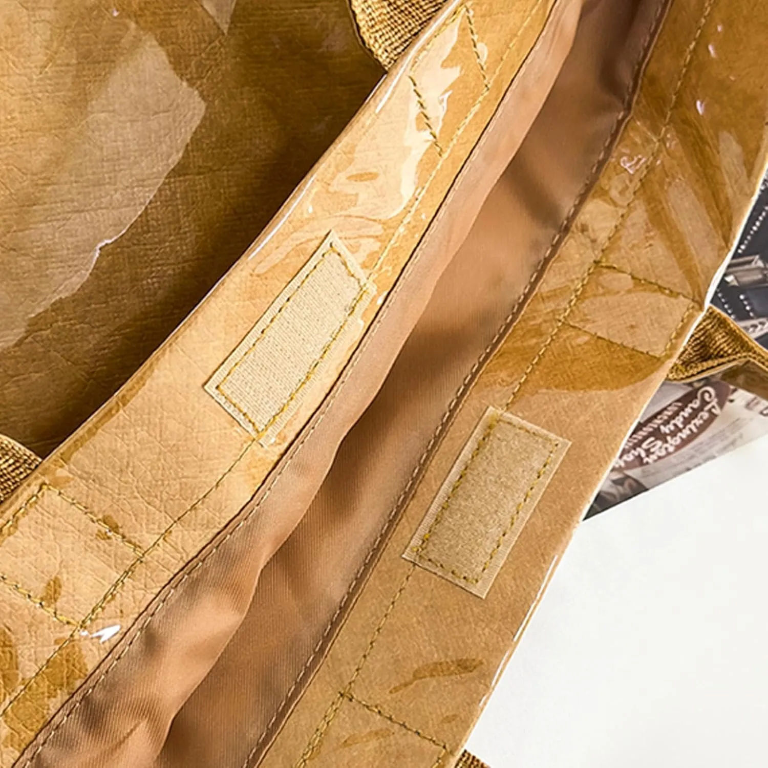 Large Capacity PVC Top Handle Bag for Women with Stylish Letter Print Handbag Kraft Paper Bag for Office and Daily Use