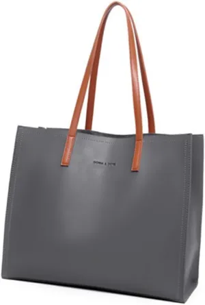 Large Capacity Shopping Tote Bag Women's Pu Handbag Fashion Shoulder Bag for Daily Use (grey) Large Capacity Shopping Tote Bag Women's Pu Handbag Fashion Shoulder Bag for Daily Use (grey)