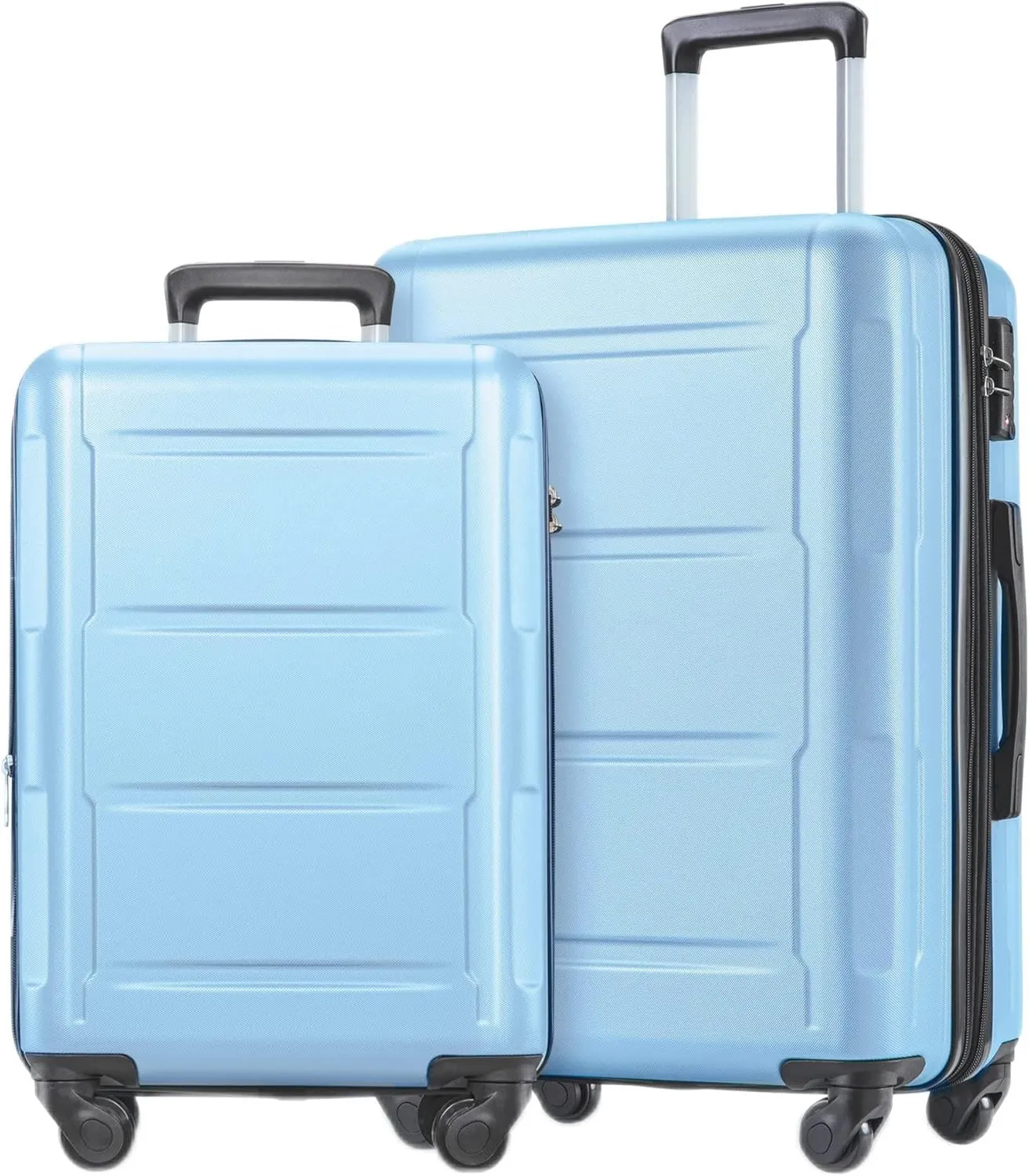 Lightweight 2-Piece Luggage Set for Travel, Featuring Expandable Design and 360 Spinner Wheels, Light Blue