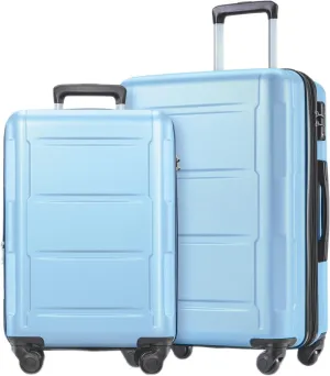 Lightweight 2-Piece Luggage Set for Travel, Featuring Expandable Design and 360 Spinner Wheels, Light Blue