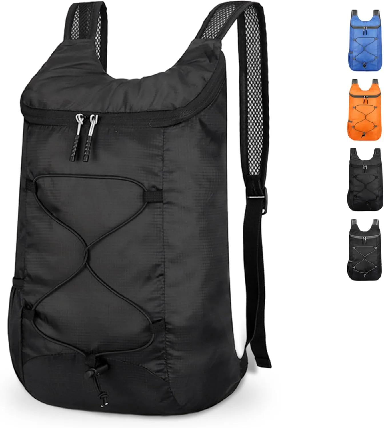 Lightweight Foldable Hiking Backpack, Ultralight Waterproof Travel & Gym Bag for Women Men (Black)