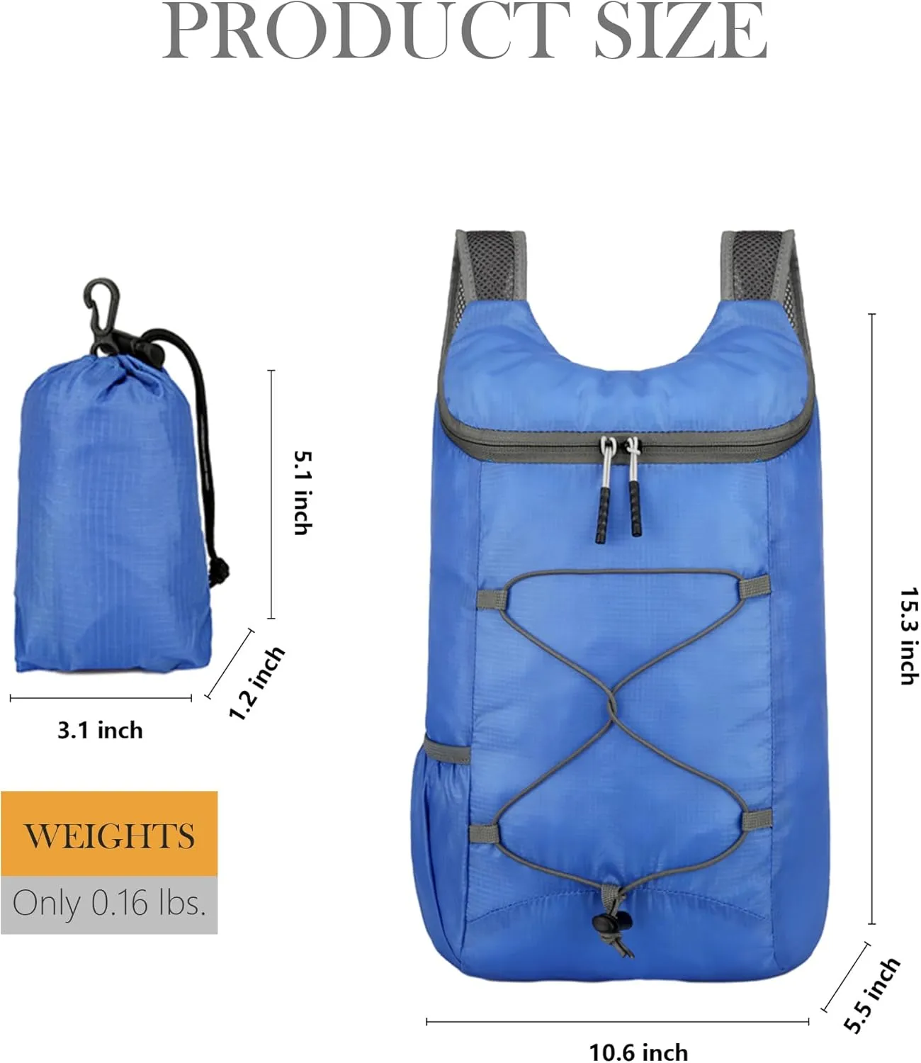 Lightweight Foldable Hiking Backpack, Ultralight Waterproof Travel & Gym Bag for Women Men (Blue)