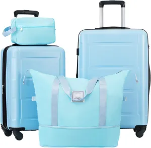 Lightweight Travel Solutions with 2-Piece Luggage Set, Expandable Spinner Wheels, Durable ABS Material, Light Blue