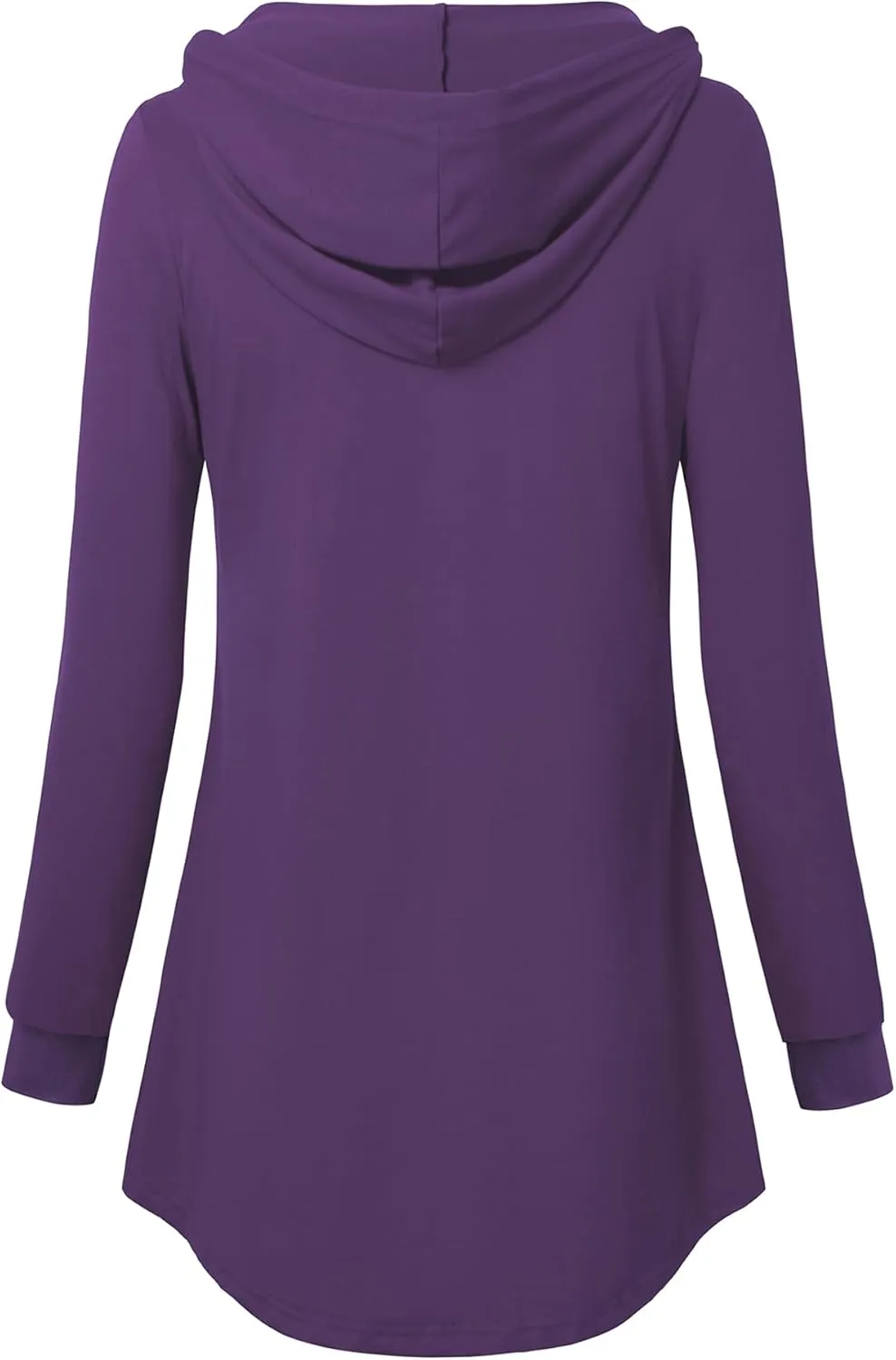 Lotusmile Women's Long Sleeve Hooded Tunic Tops Button Swing Pullover Hoodie Sweatshirts