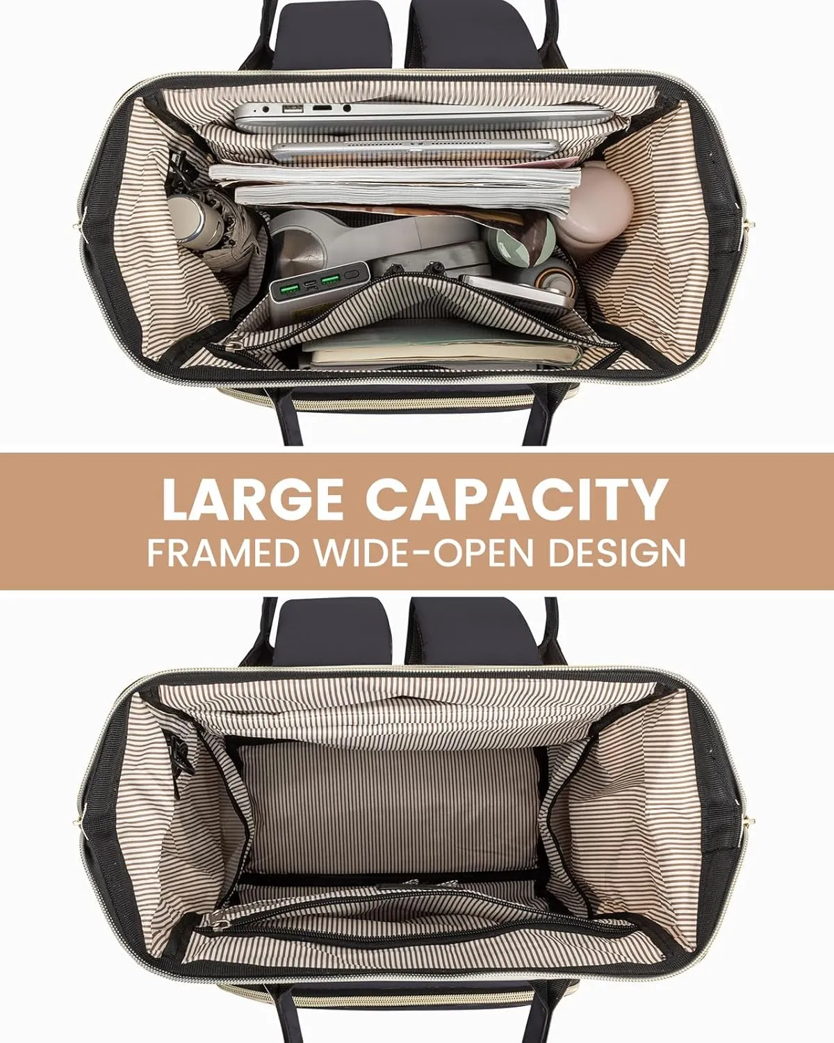 LOVEVOOK Laptop Backpack for Women, 17-inch Large Capacity Fashion Work Computer Backpacks, Travel Business Bags Purse, Teacher Doctor Nurse Backpack, Light Grey-Dark Grey