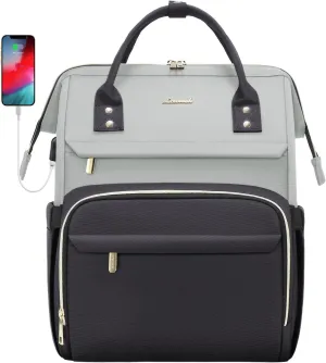 LOVEVOOK Laptop Backpack for Women, 17-inch Large Capacity Fashion Work Computer Backpacks, Travel Business Bags Purse, Teacher Doctor Nurse Backpack, Light Grey-Dark Grey
