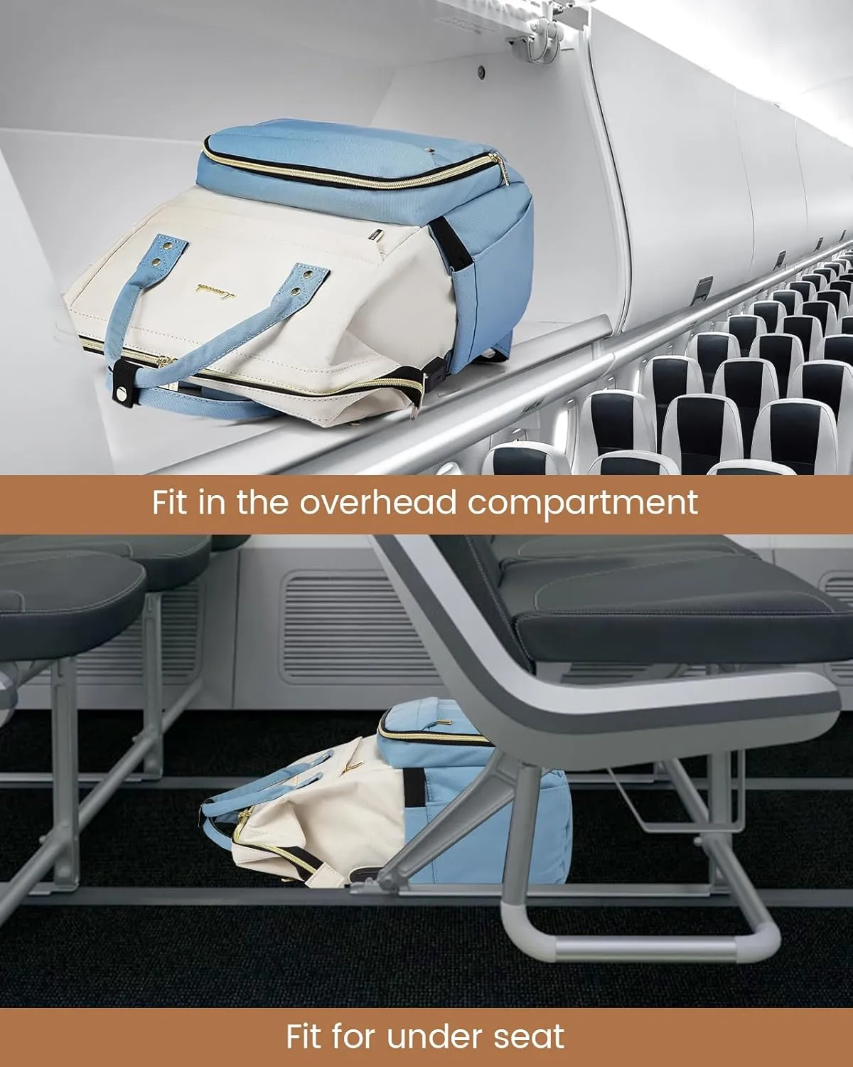 LOVEVOOK Laptop Backpack for Women Fashion Business Computer Backpacks Travel Bags Purse Doctor Nurse Work Backpack with USB Port, Fits 15.6-Inch Laptop Beige-Light Blue